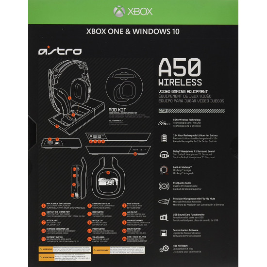 ASTRO Gaming A50 3rd Generation Gaming Headset 7.1 - Black / Green - XB1 - PC Windows 7-8-10 ASTRO Gaming A50 3rd Generation Gaming Headset 7.1 - Black / Green - XB1 - PC Windows 7-8-10