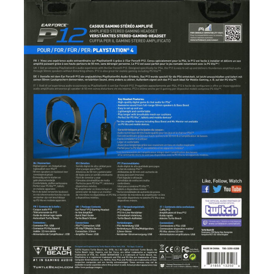 Turtle Beach - Ear Force P12 Amplified Stereo Gaming Headset | PS4 / PS Vita / Mobile Devices Turtle Beach - Ear Force P12 Amplified Stereo Gaming Headset | PS4 / PS Vita / Mobile Devices