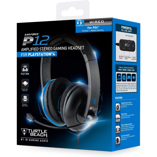 Turtle Beach - Ear Force P12 Amplified Stereo Gaming Headset | PS4 / PS Vita / Mobile Devices Turtle Beach - Ear Force P12 Amplified Stereo Gaming Headset | PS4 / PS Vita / Mobile Devices