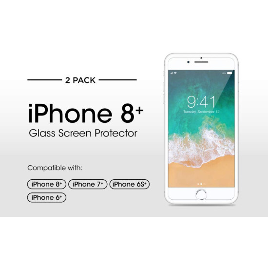 amFilm Glass Screen Protector for iPhone 8 Plus, 7 Plus, 6S Plus, 6 Plus (5.5") (2 Pack) Tempered Glass Screen Protector amFilm Glass Screen Protector for iPhone 8 Plus, 7 Plus, 6S Plus, 6 Plus (5.5") (2 Pack) Tempered Glass Screen Protector